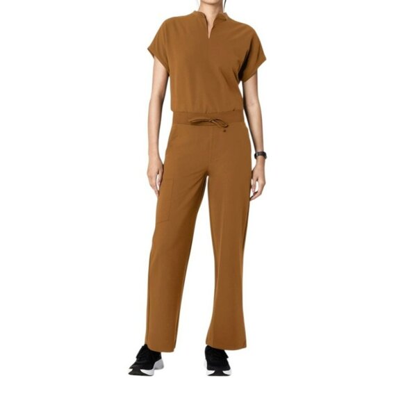 Mandala Other - Mandala Scrubs Womens Dolman Top Wide Leg Pants Large Stretch NWT Camel